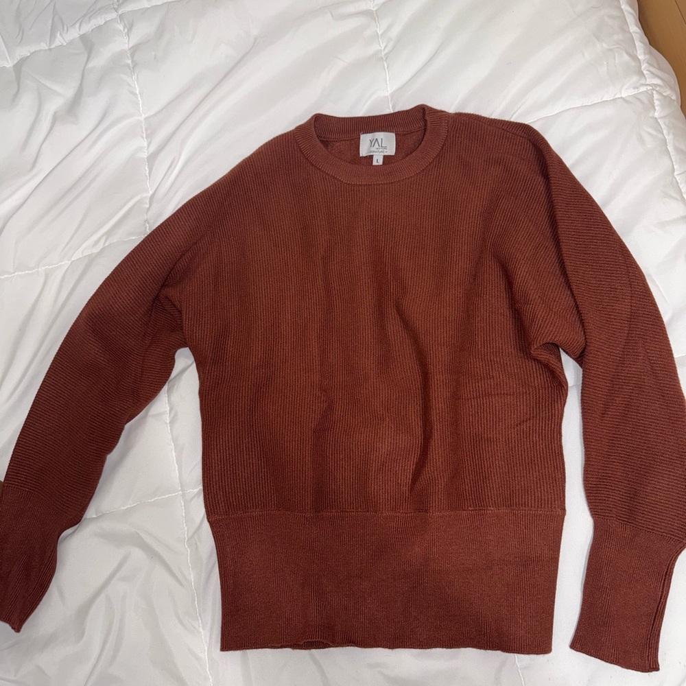 Yal Women's Rust Crewneck Pullover Sweater